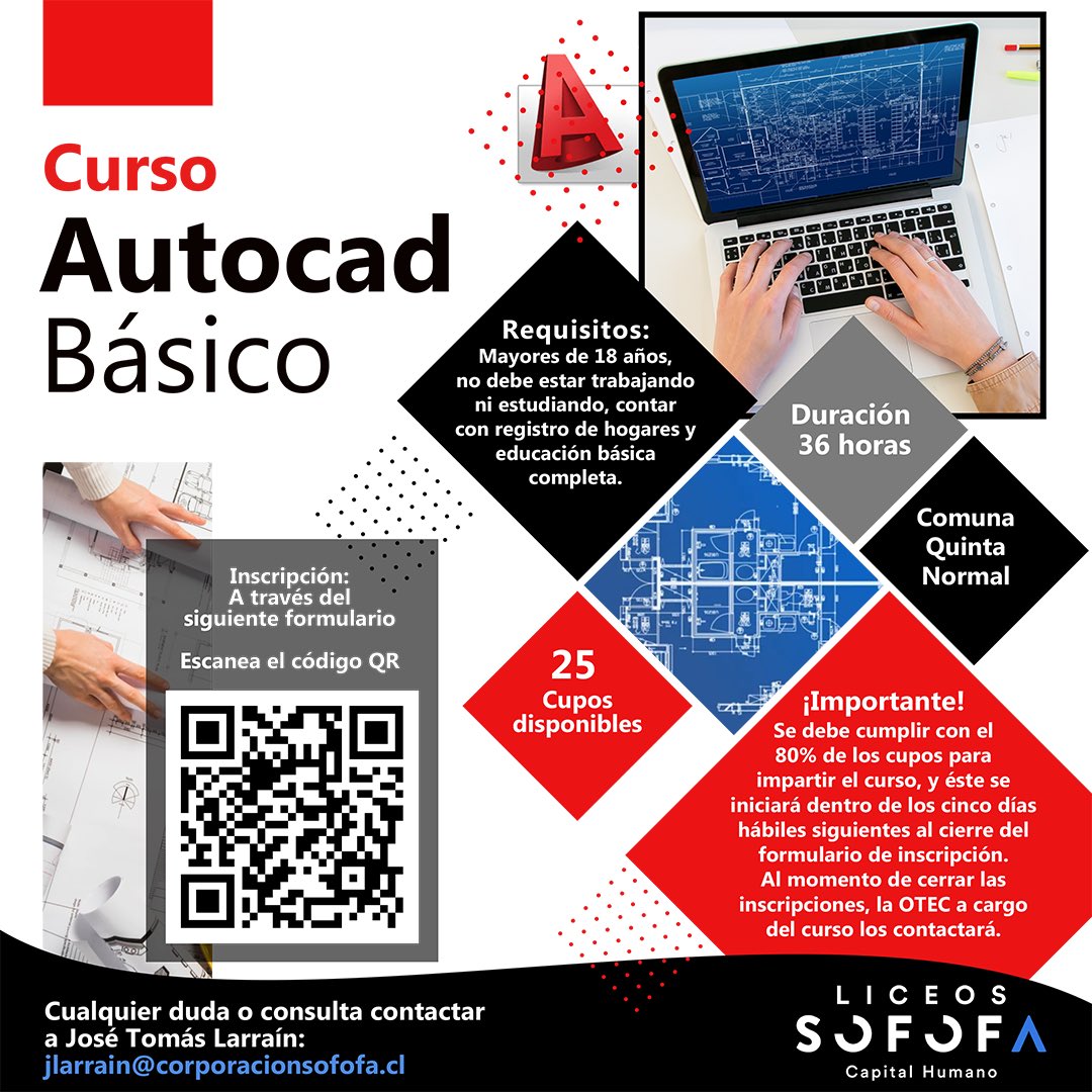 sofofaliceos's tweet photo. 🤩🙌🏻 ¡Atención! Si eres mayor de 18 años, no estás trabajando ni estudiando, cuentas con el registro de hogares con el 80% de vulnerabilidad y tienes tu enseñanza básica completa, ¡No te puedes perder esta gran oportunidad de participar en el Curso de Autocad básico! https://t.co/VPhGIyZRaI