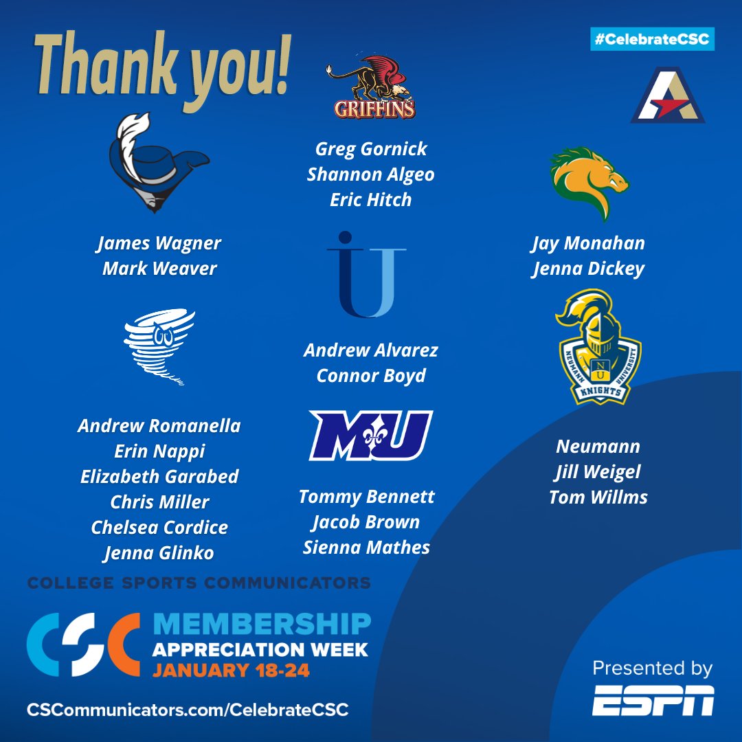 Thank you for everything our college sports communicators do on their campuses! #CelebrateCSC