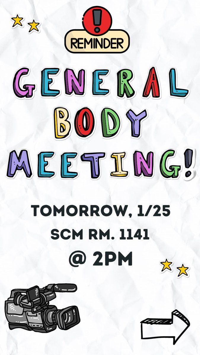 MSUVideoProClub's tweet image. Our first general body meeting is tomorrow, 1/25! If you’re interested in the club or even interested in being on the e-board, make sure to come and see what it’s all about!