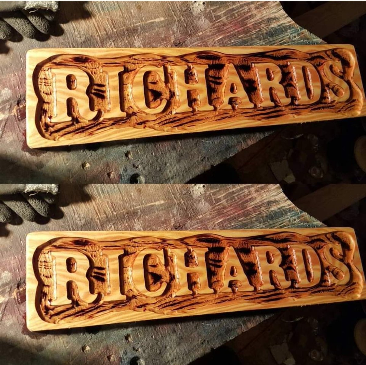 Last Name Signs carved in high quality wood! Lake Whitney Woodshop at lakewhitneywoodshop.etsy.com #woodsign #patiodecor #handcarved #signs