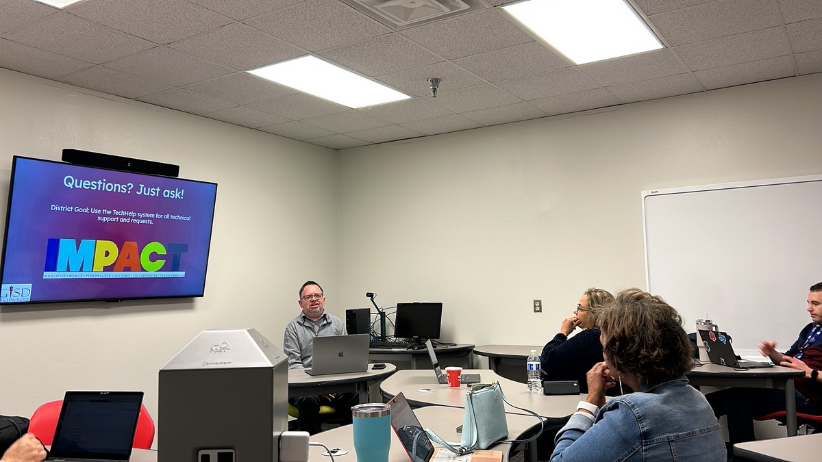 Getting to collaborate with <a href="/GISD_Technology/">GISD Technology</a> and our 1:1 Coaches today. So excited to talk all thing HS Technology!