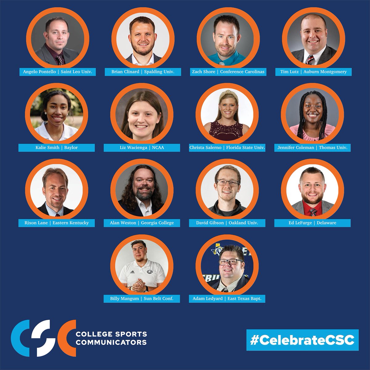 The SID family has always been a tight group. These 14 folks have been a continual piece of my inner circle in the Sports Information world throughout my career, and I cannot be more thankful for each of them! #CelebrateCSC #ThankYOURsid

@CollSportsComm | @BClinard11