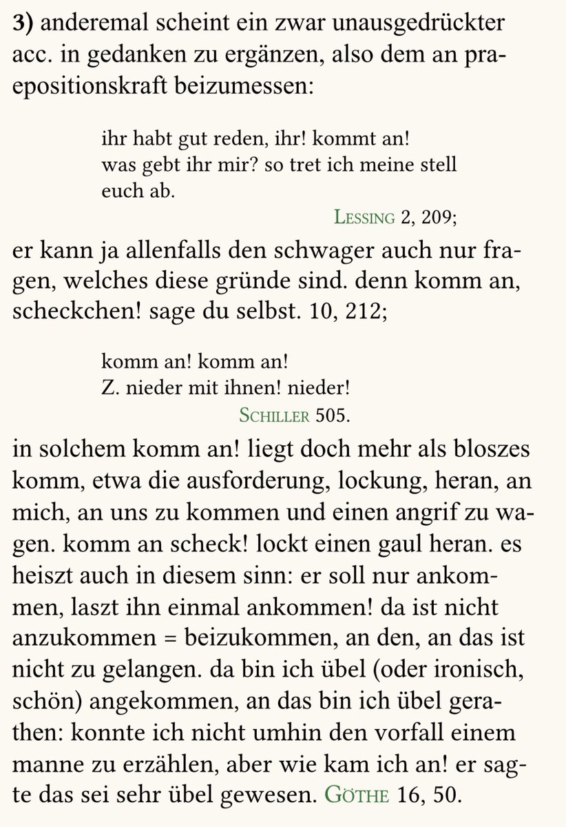 HannesKerber's tweet photo. #Germanists zur Hilfe! #Übersetzung|sfrage! Wie sollte dieses „Kommt an“ (Nathan der Weise, I, 3, V. 421) ins Englische übertragen werden? Vielleicht: „I'll call your bluff“? So legt es der DWB-Eintrag zu „ankommen“ nahe, oder? https://t.co/gyi1VjcI68