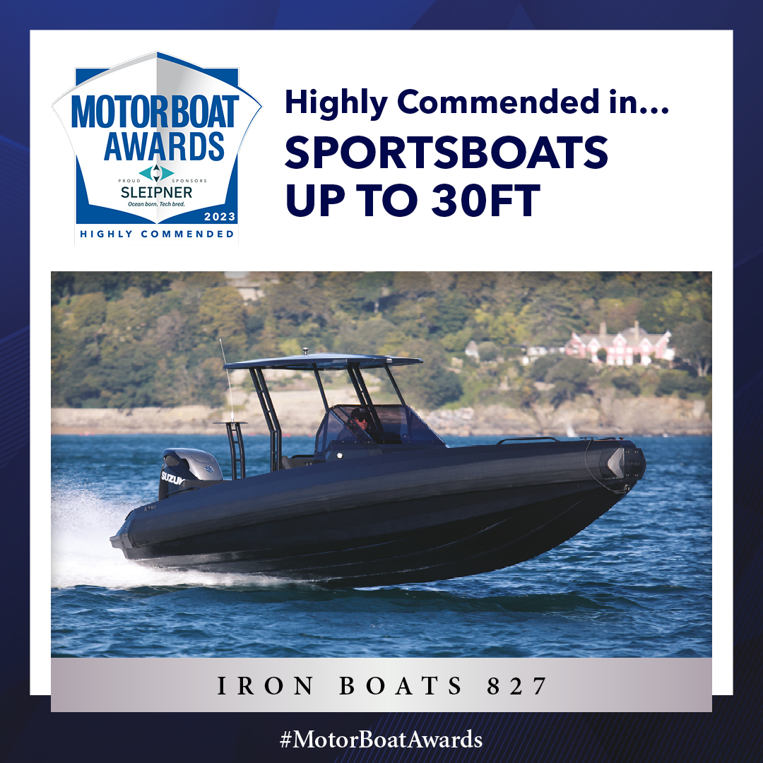 Highly commended in the Sportsboats up to 30ft category is the Iron Boats 827 #MotorBoatAwards