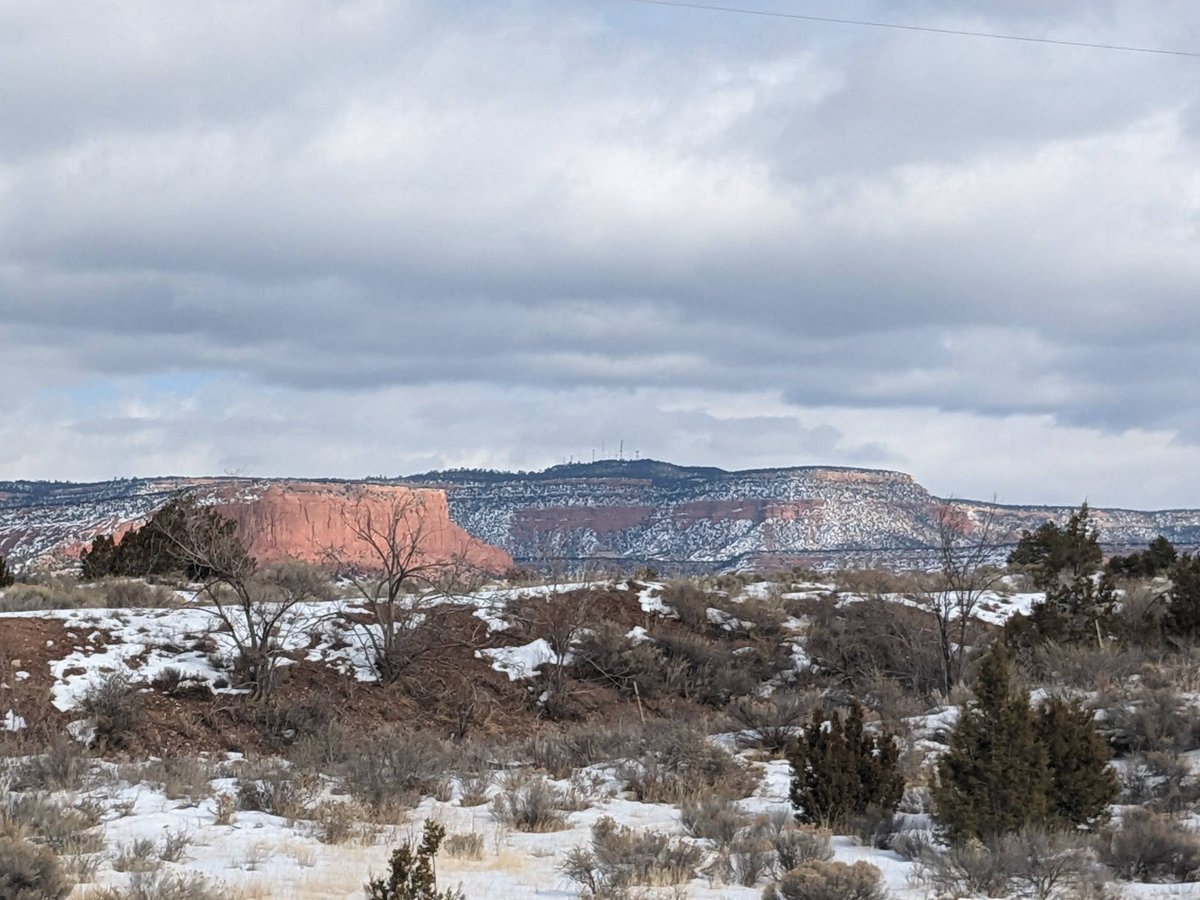 DrRichardHughes's tweet photo. The high desert in NW New Mexico just hits differently than anywhere I've been before. #Snowcaps #firerock #AmericatheBeautiful https://t.co/P2mhHld9dX