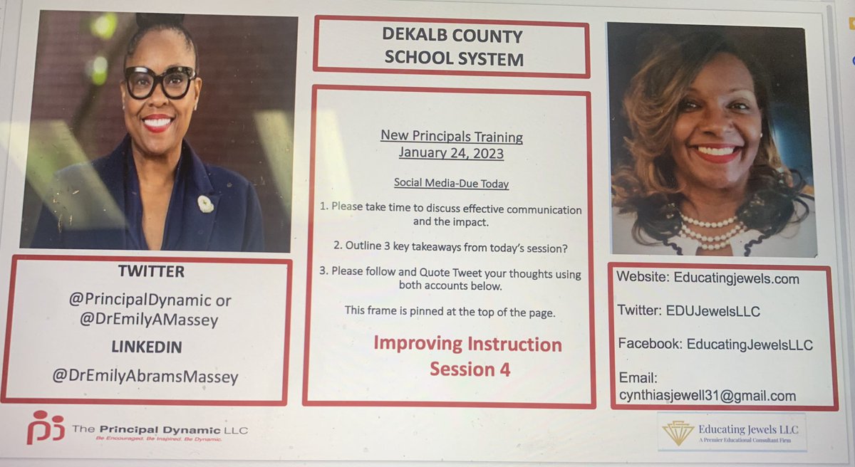 PrincipalDynami's tweet photo. Thank you @DeKalbSchools & @KFairweather4 for this amazing opportunity! @EDUJewelsLLC and I co-facilitated & had a blast! We thank you 4 your vulnerability & engagement! #Session4 #NewPrincipalDevelopment #ImprovingInstruction #grateful #leaders #MasseySignatureSelfie🤣 https://t.co/P8DsHkABsk