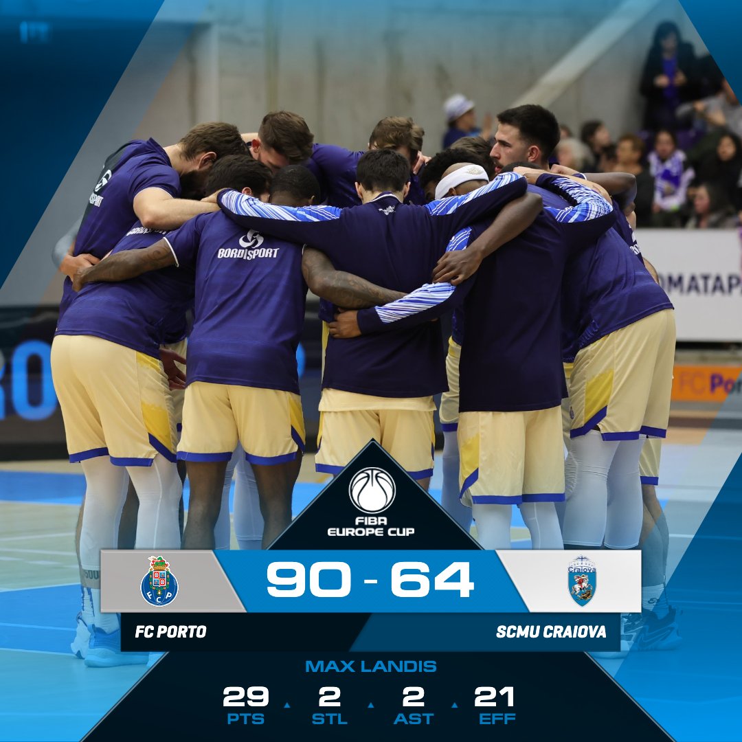 Writing history.

<a href="/FCPorto/">FC Porto</a> stay undefeated in Group I and are heading straight to the #FIBAEuropeCup Quarter-Finals. 💙