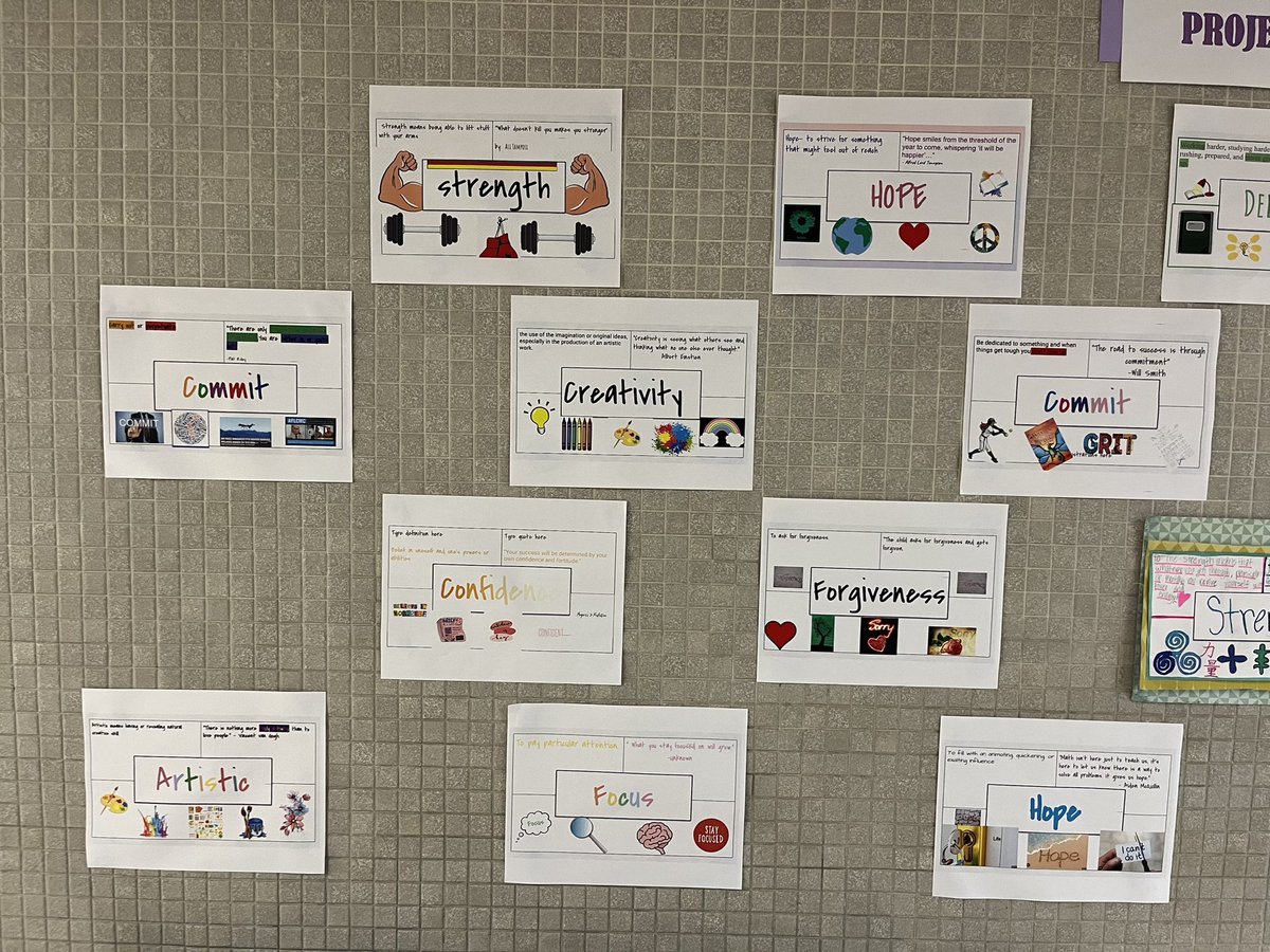 awmrssonnenberg's tweet photo. My favorite mini project that students get to do each year!  Their visual representations of their “One Word” they are going to focus on for the year!!! (&amp; they also typed a paragraph explaining their word and why they chose it!) #Growthmindset #Onewordproject https://t.co/Uw2LQBgWdm