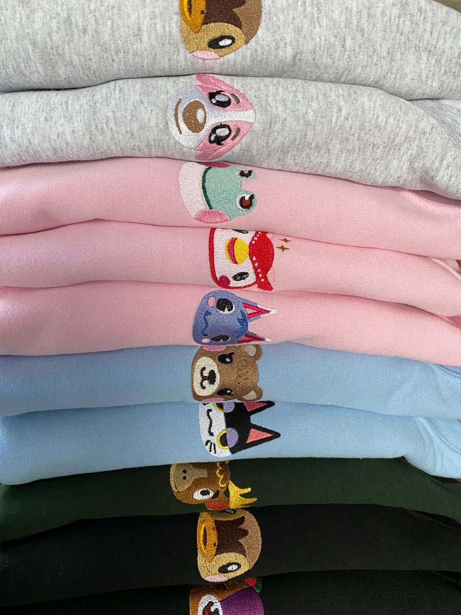 nooksneedlesco's tweet photo. animal crossing sweaters! which one would you pick? 🦆🐸🐻💙💝 https://t.co/OLthD7AxzR