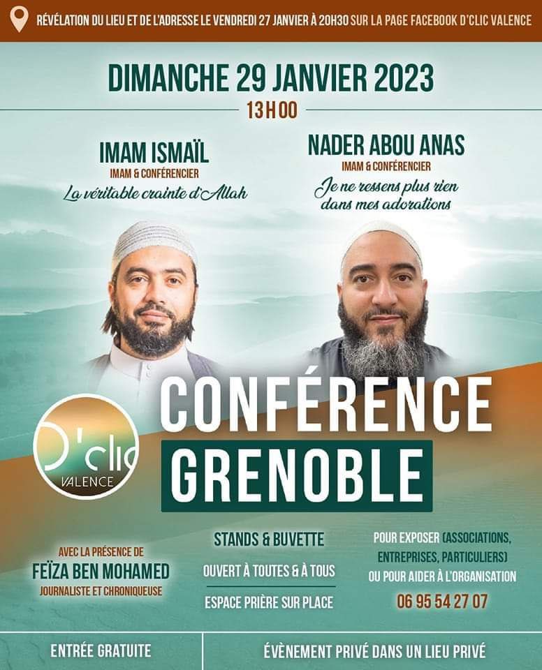 Bonsoir <a href="/Prefet38/">Préfète de l'Isère 🇨🇵🇪🇺</a>, allez-vous laisser de dangereux prédicateurs islamiques faire une nouvelle tentative d’organisation de cette conférence ? #Isere
