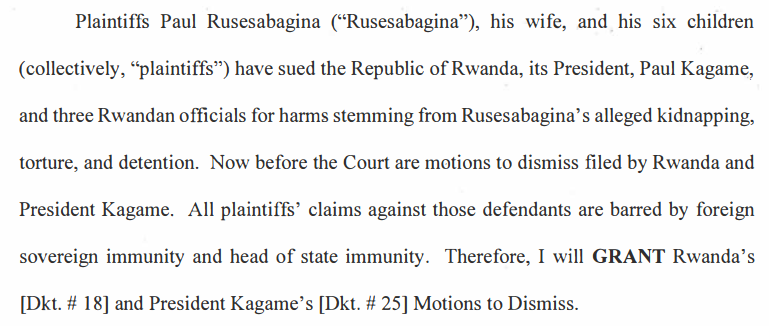 EmbassyLaw's tweet photo. Sovereign Immunity under FSIA bars citizens' kidnapping claims against their nation in U.S. court: Rusebanina v. Rwanda - USDCDC Washington DC 23 JAN 2023
https://t.co/nP6W2mfFpt https://t.co/WRLB6O1WfH