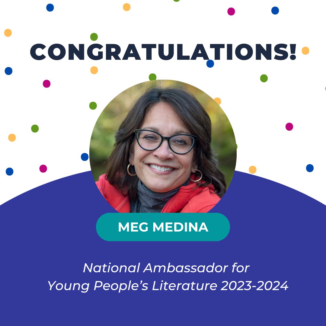 Congratulations to @Meg_Medina, who was inaugurated today as the National Ambassador for Young People’s Literature for 2023-2024! She is the first Latina to serve in the role, and we are also proud to have her on the WNDB advisory board. ow.ly/QSkR50MzlXk