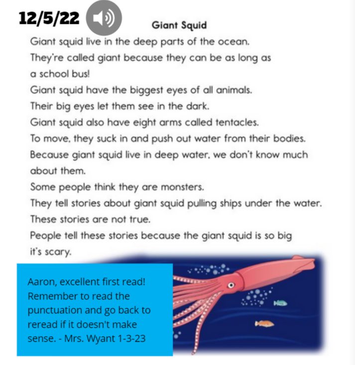 Mrs. Wyant is using @BookCreatorApp to assess her students’ reading fluency on a weekly basis. Students record themselves reading a passage out loud, self-assess, and receive teacher feedback! 🤩 #teacherspotlight @mymcpsva @roundraccoons