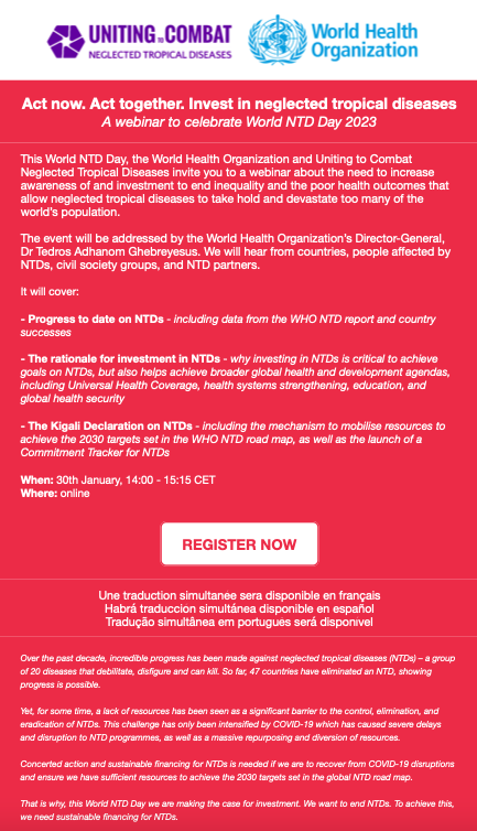 ChagasBoston's tweet photo. Reminder to register for a webinar to celebrate World NTD Day (https://t.co/mqPBsdoF5P)
#WorldNTDDay #Screen4Chagas #EndTheNeglect @WHO @CombatNTDs https://t.co/zPUPNBNQWM