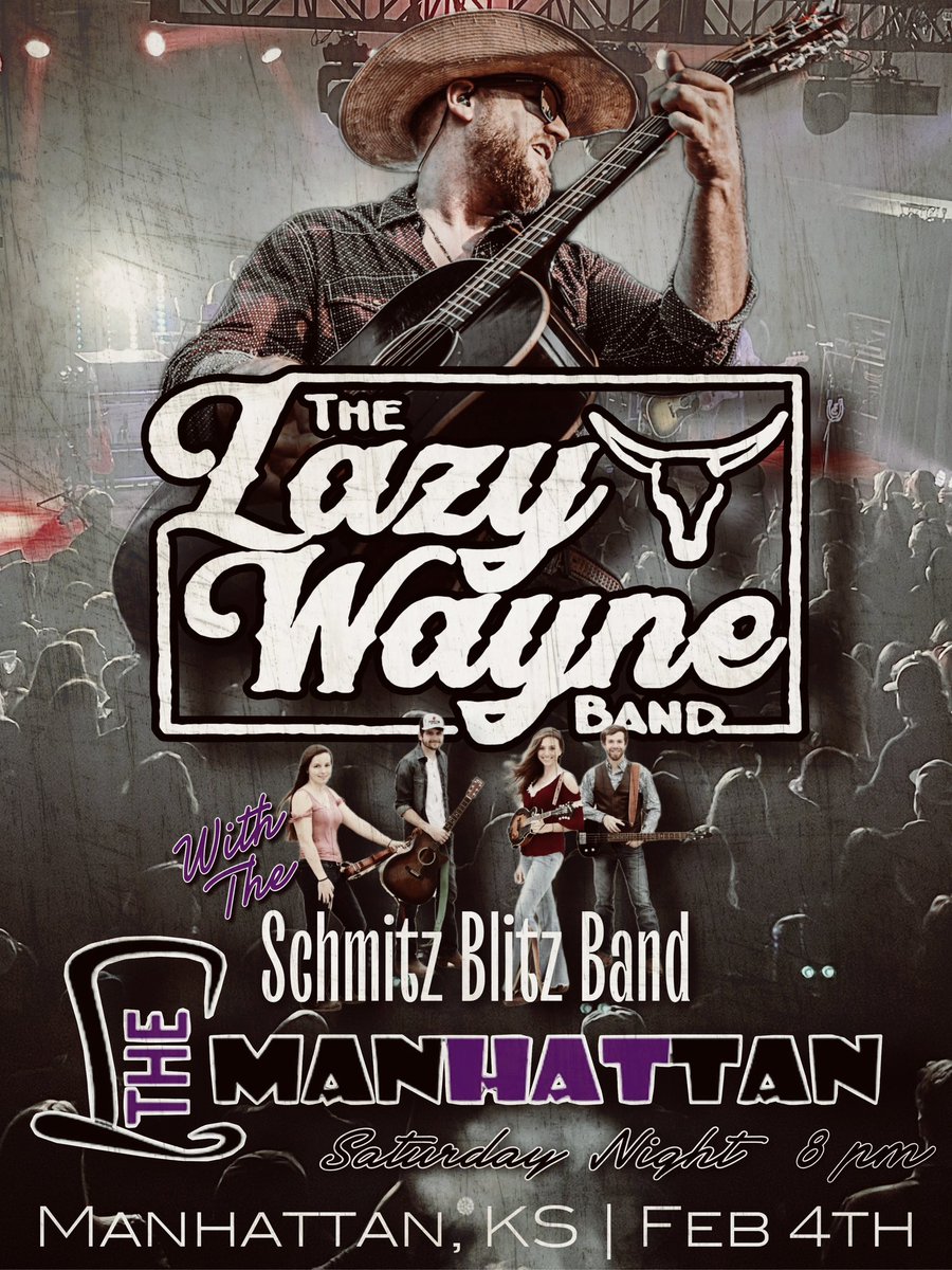 🚨 SHOW ANNOUNCEMENT 🚨 

Saturday, February 4th | Manhattan, KS
We’ll be headlining our very first show at <a href="/thehatksu/">The Manhattan</a> in #MHK with our good friends the Schmitz Blitz Band. 

Come pack The Hat and show the rest of Kansas how Manhattan supports their local artists!