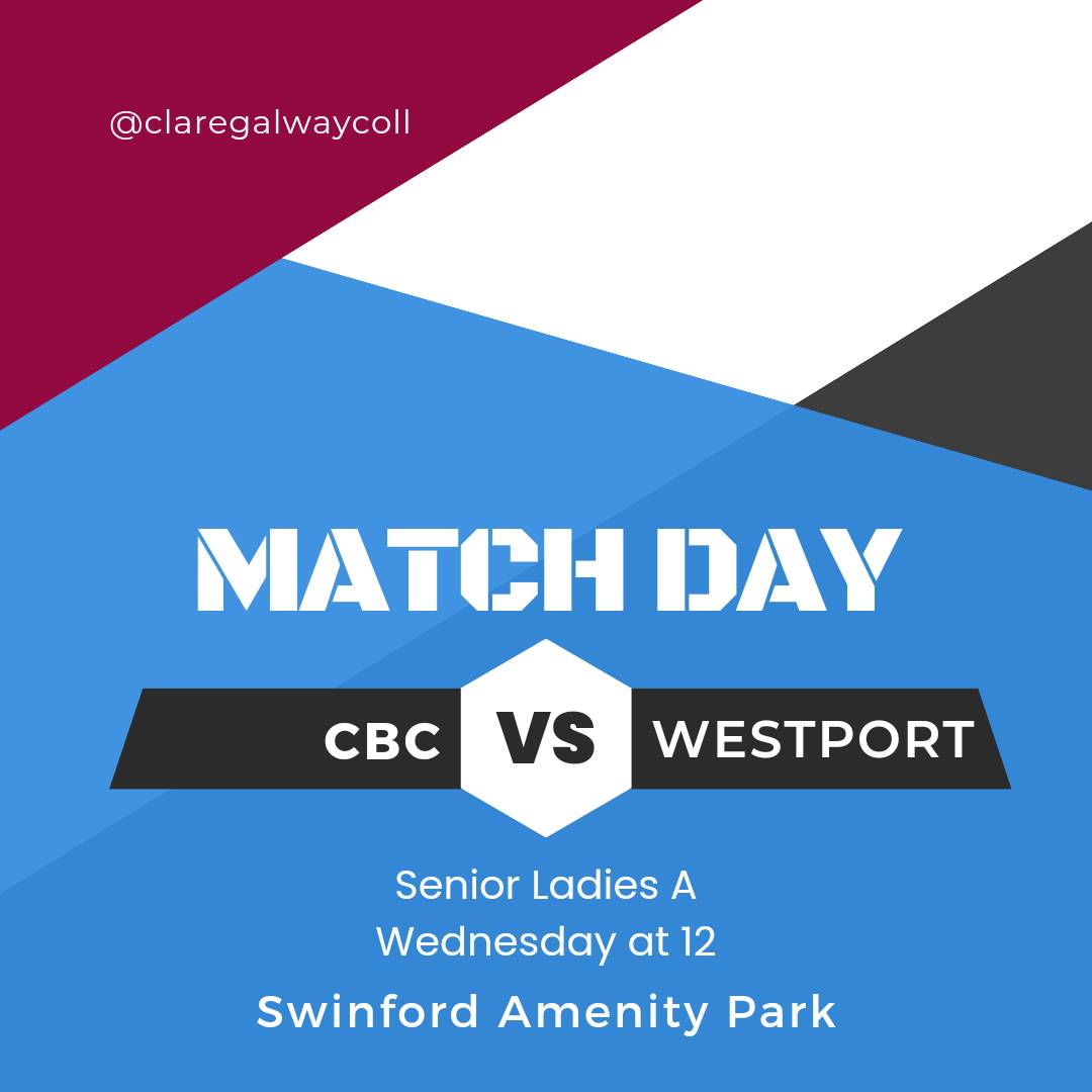 ClaregalwayColl's tweet photo. All roads lead to Swinford tomorrow.  Best of luck to our Senior ladies against Sacred Heart Westport in the Senior A final. Throw in at 12. #Bród #CBCAbú #OneTribe 

https://t.co/RBAj0pCEfu https://t.co/tWVkwYpgjd