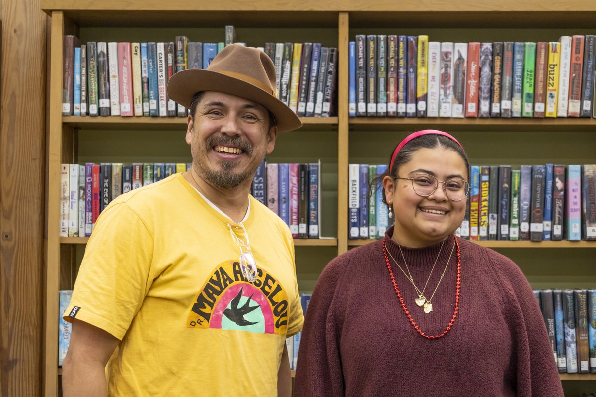 GreenhillSchool's tweet photo. Today, we had the honor of hosting Dallas Poet Laureate Joaquin Zihuatanejo, who led a poetry writing workshop and discussion for students and faculty. He was joined by Madison Rojas '23, who holds the title of Youth Poet Laureate. https://t.co/zThaybN3vN