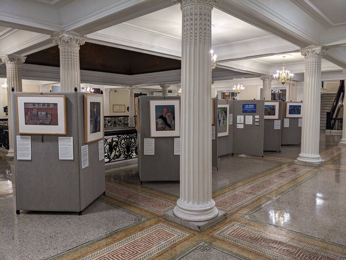 RepAMF's tweet image. Excited to see Gloucester artist Amy Kerr's work on display at the State House last week!

Portraits from Amy's "I Am More: Massachusetts" project are displayed along with essays written by the subjects about how they are more than their life challenges. #capeannproud