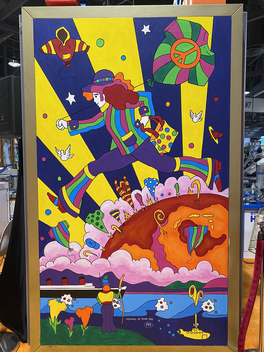 GraphicElephant's tweet image. How cool is this! Dane Clement hand painted this over the 3 days of the ISS Long Beach show in the @StahlsIDDirect Booth. It’s almost 12 feet tall😮. I heard a rumor that they kept it, and it will be hanging at one of the Stahl’s facilities.
#Stahls #GreatDaneGraphics #Art
