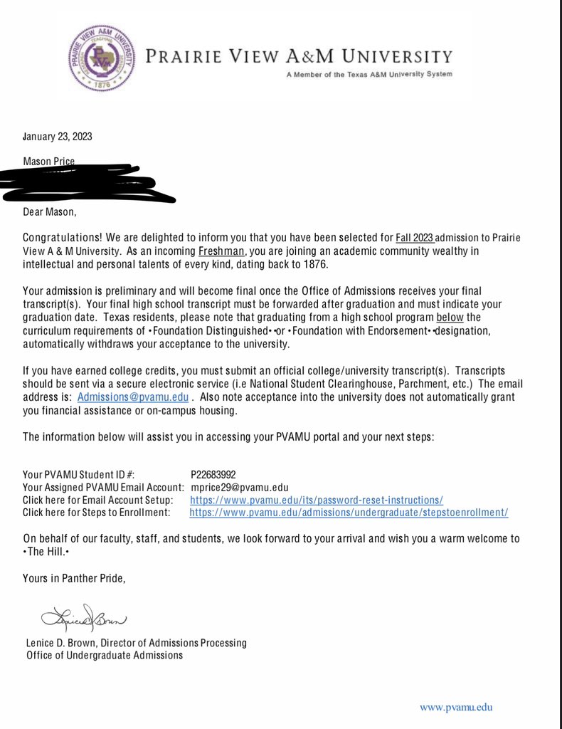 MasonPrice05's tweet photo. Got accepted into Prairie View 💜💛@PVAMU @PVAMUBaseball @PVAMUPanthers https://t.co/fTzvKKUIGP