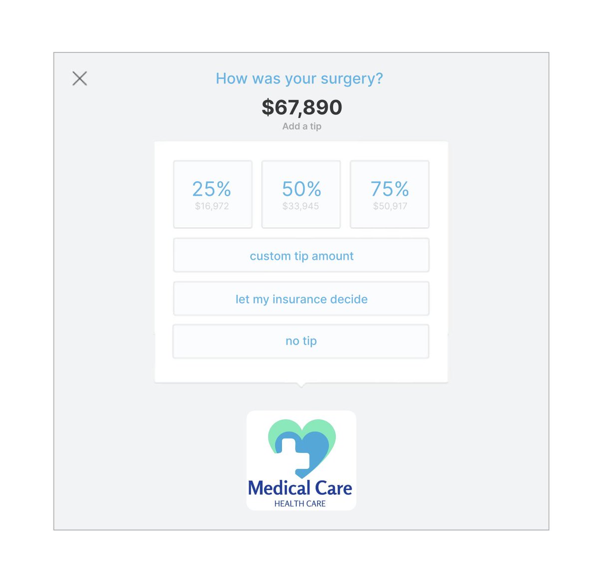 American healthcare, with tipping culture