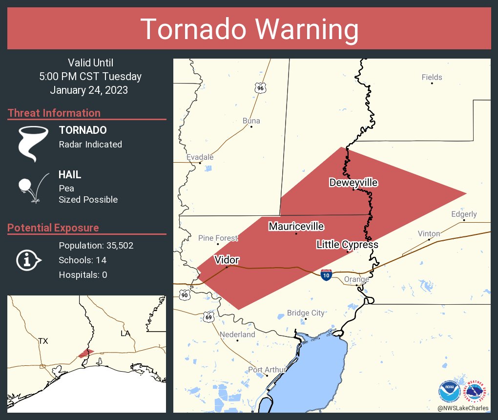 NWS Tornado on Twitter "Tornado Warning including Vidor TX