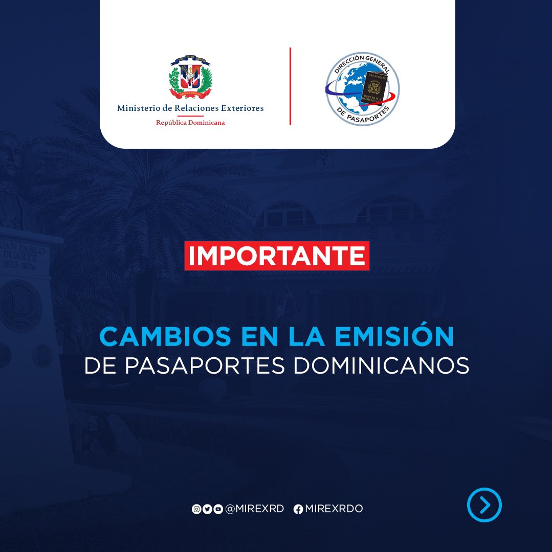 RDenItalia's tweet photo. La Dirección General de Pasaportes (@pasaportesrd) ha anunciado cambios en el proceso renovación.

¡Desliza ➡️ para conocer los detalles!

#PasaportesRD https://t.co/p9KnSzIjw7