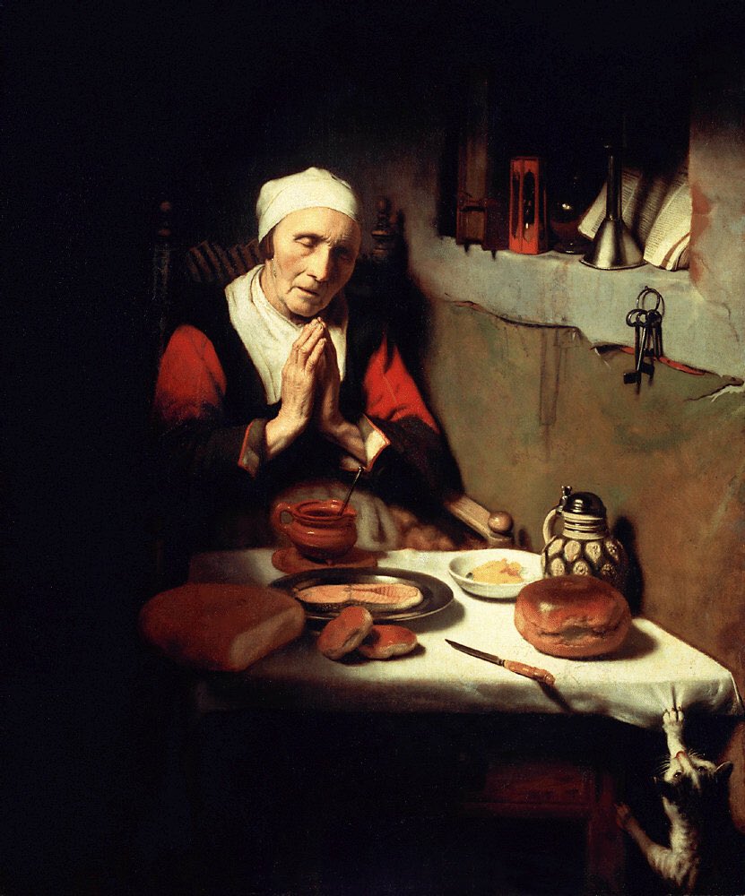 historiayarte_'s tweet photo. “Anciana dando gracias” o “La oración sin fin” es una obra barroca del pintor neerlandés Nicolaes Maes realizada alrededor de de 1656. https://t.co/QxWLBywhAJ