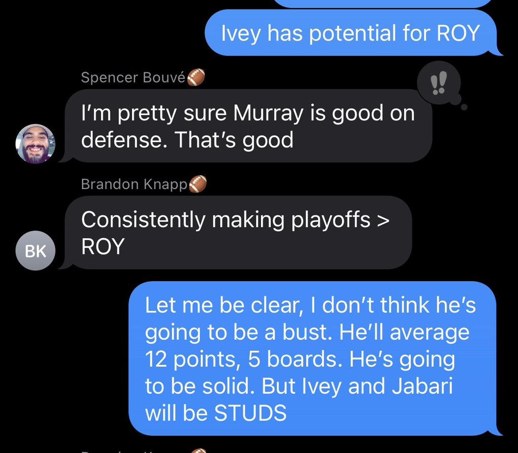 DevinMurphy5's tweet photo. @Brandolorian00 @Que__Jay Also.. let’s be clear. I never threw shade at Murray. I knew he’d be solid. 12 and 5… I was dead on lol https://t.co/LTkxxmfvJs