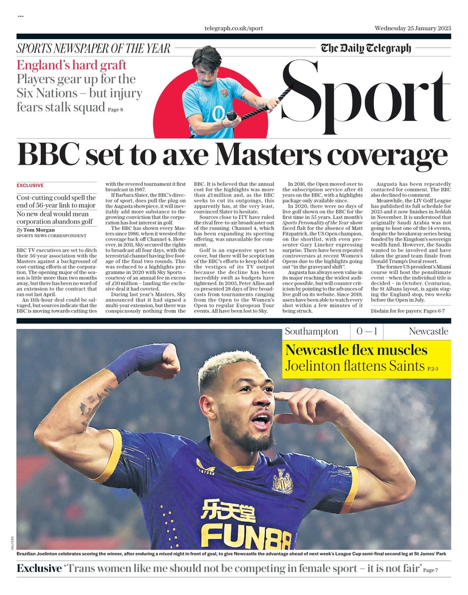George Mann On Twitter Telegraph Sport BBC Set To Axe Masters 