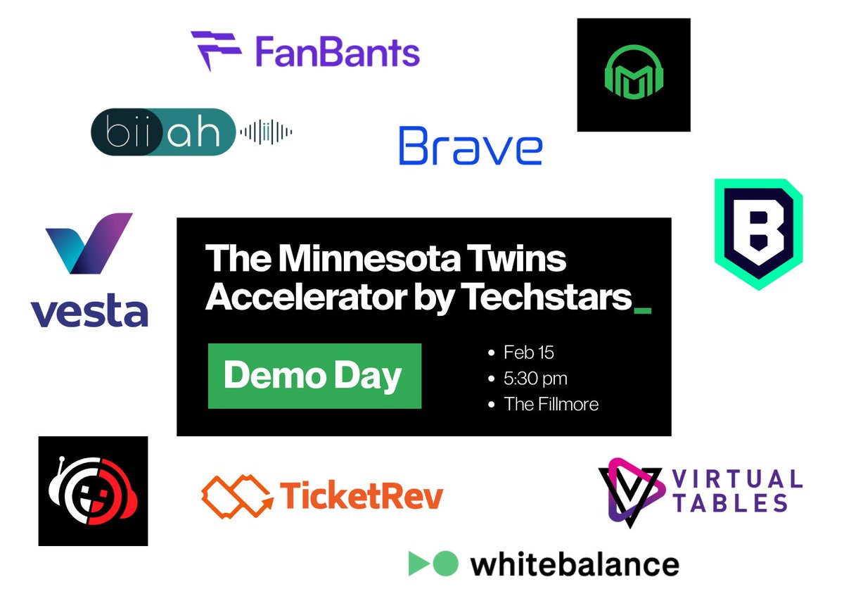 22 Days until the big day! 🎉
Join us at the Fillmore on Feb 15th to hear live pitches from these 10 companies transforming industries from fan engagement to wellbeing and even the way you buy tickets! You won't want to miss this😎

RSVP here: bit.ly/3k9THN7