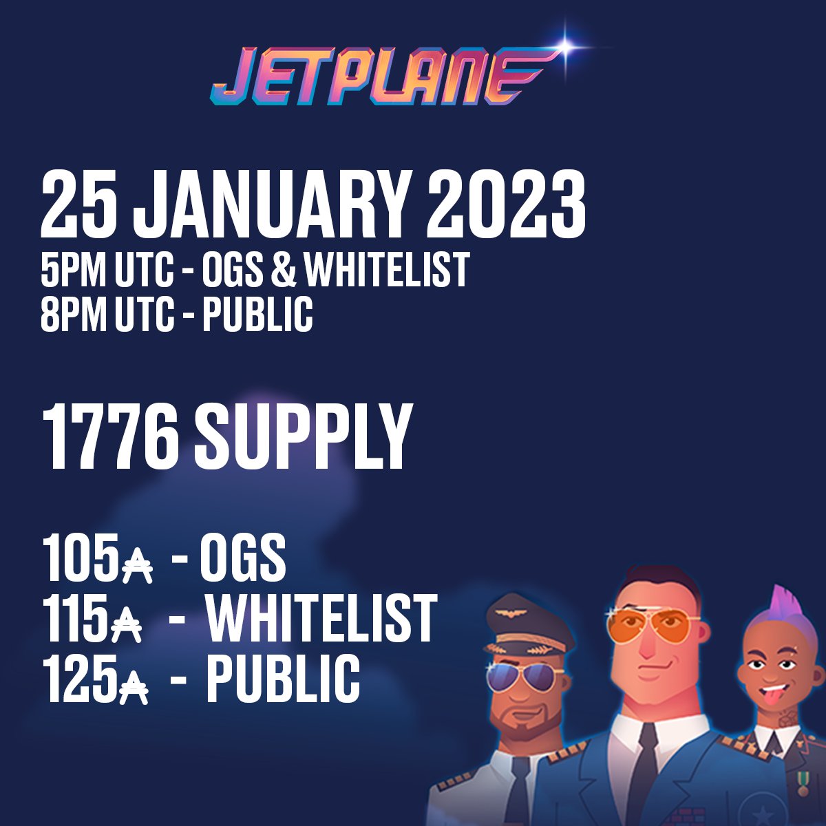Jetplane_Aces's tweet photo. LESS THAN 24 HOURS TO GOOO!!!! #CNFTCommunity

🪖 Public mint - Wednesday 25th at 8PM UTC
🪖 1,776 supply
🪖 125₳ 

This flight is ready for departure, come join us ✈️

👉https://t.co/qm4fZrtpg2

#CNFT #CNFTs #CNFTProject #CardanoNFTs https://t.co/97QvWgqRc1