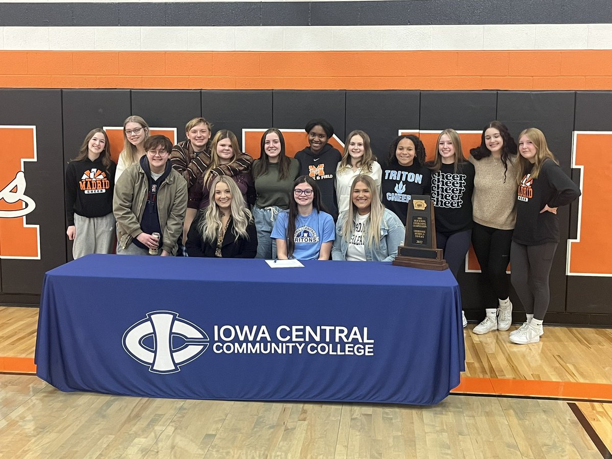 MadridTigers's tweet photo. Congrats to Hannah Theisen for signing her letter of intent to cheer at Iowa Central next year! @Tritonscheer https://t.co/VApdmNG6g9