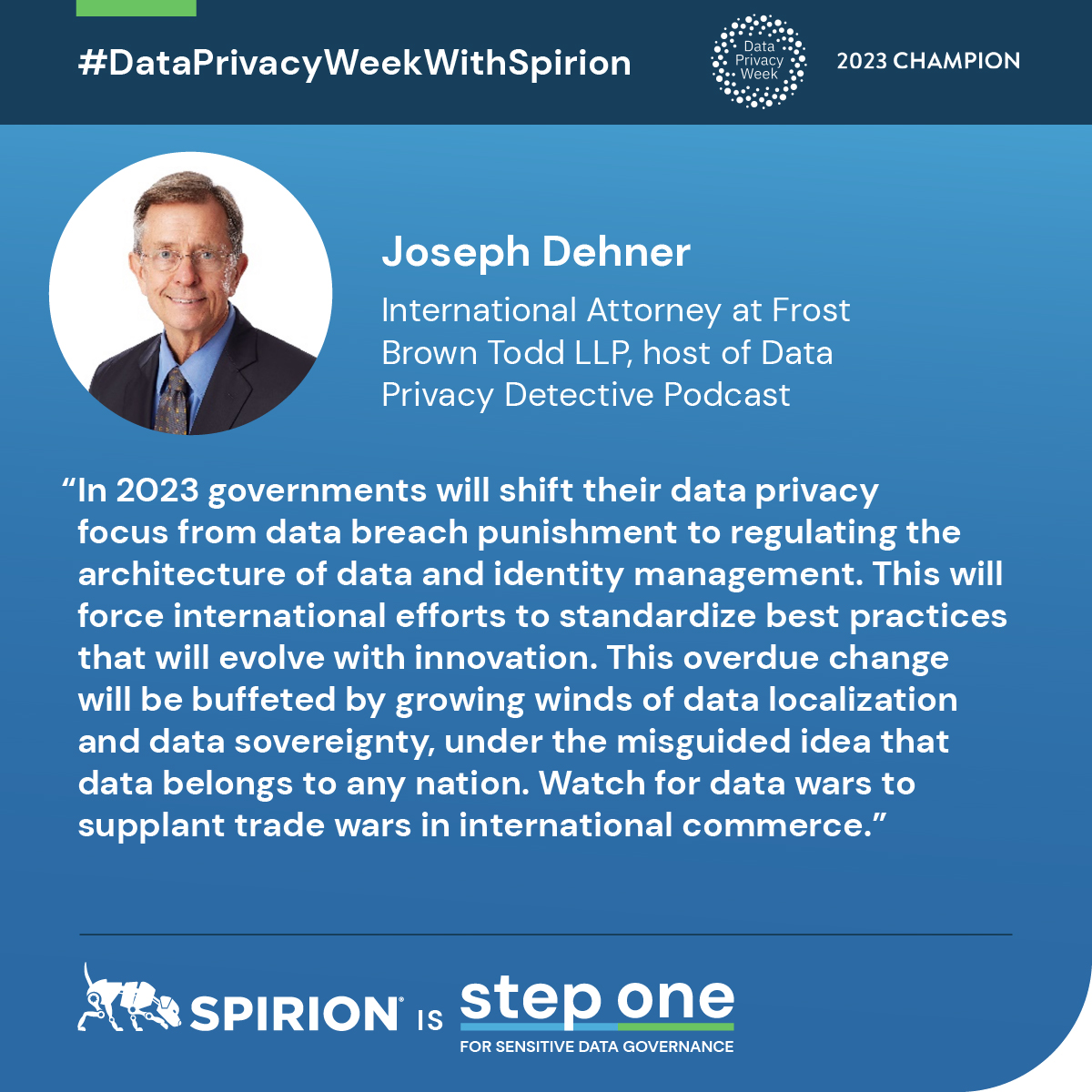 Spirion's tweet photo. Joseph Dehner, the host of the Data Privacy Detective podcast shares his 2023 #privacy predictions with us.
Catch him in the upcoming #DataPrivacyWeek Podcast Palooza with other leading privacy podcasters: https://t.co/mSX2nxLSiv #DataPrivacyWeekWithSpirion @StaySafeOnline https://t.co/fGuyoYI76d