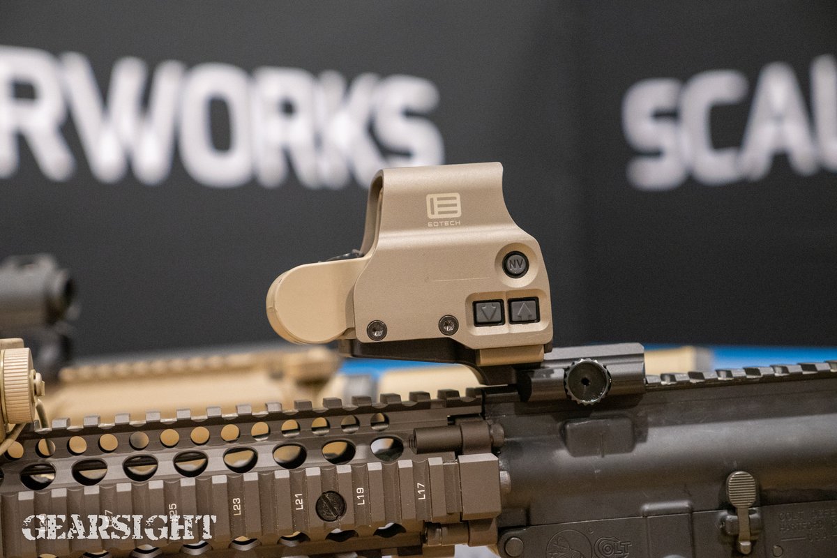 SHOT Show - Checking out the <a href="/Scalarworks/">Scalarworks</a> raised EOTech mount which provides more height to clear lasers or other accessories.  #shotshow #shotshow2023 #scalarworks