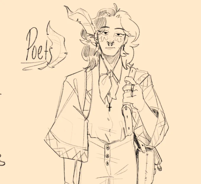 Ya know how tiktok is so obsessed w Soldier Post King rn? Well I drew myself as the poet bc that's what I got 👀

fake lore included 🤭 