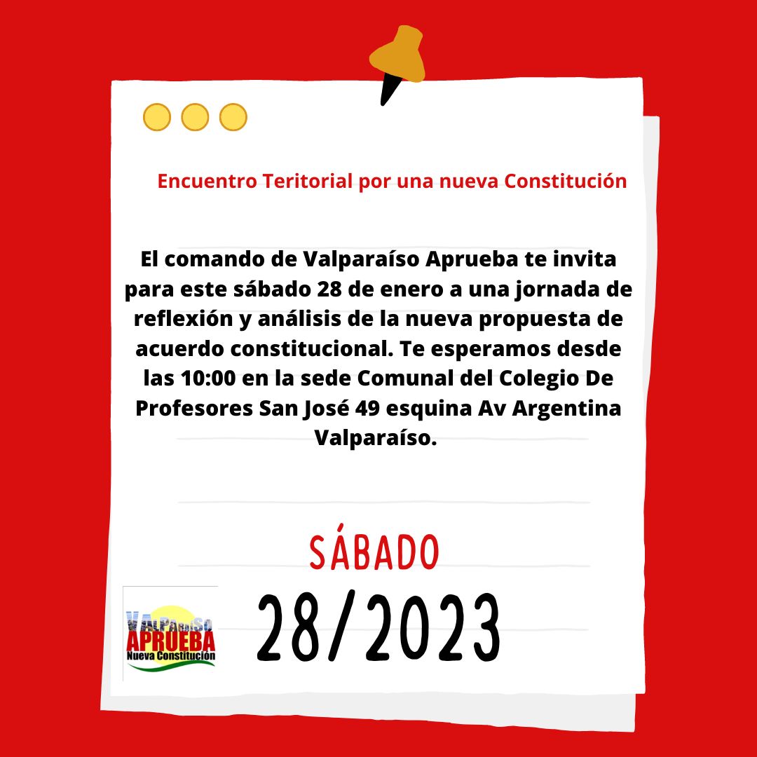ValpoAprueba's tweet photo. Encuentro territorial por una nueva Constitución SAB/28/ene #Valparaiso https://t.co/SnBqJHli7e