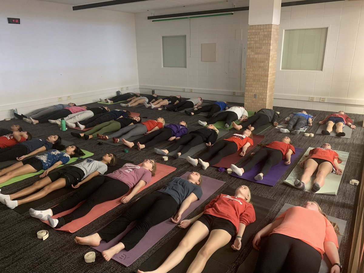 MSouthGSoccer's tweet photo. YOGA DAY for preseason!  Girls enjoyed the change of environment.  Thank you to our favorite history teacher, Mrs. Zadina, for leading us! #BEUS @MSHSactivities https://t.co/n7fRwzlFSs