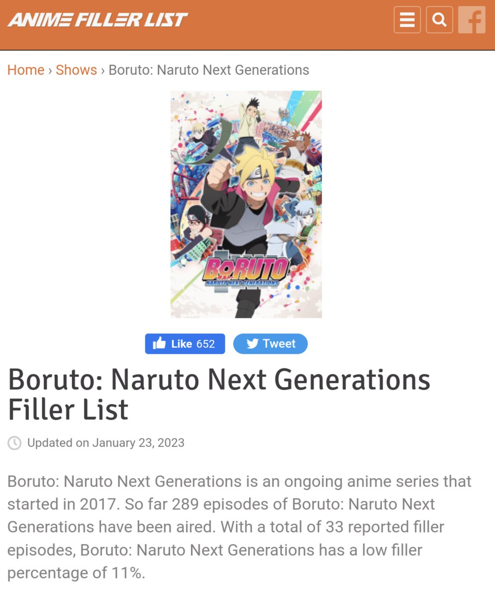 Boruto: Naruto Next Generations (Manga Continuity) Filler List