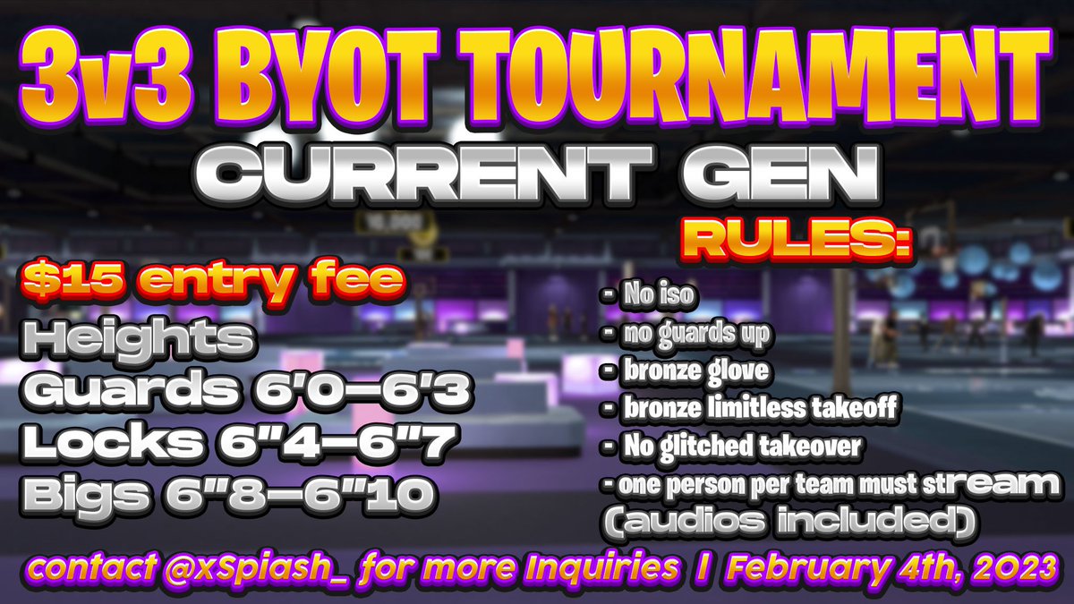 Hosting My First Ever BYOT Tournament!! (XBX)

🗓️:Feb 4th 7:30pm Est 
💰:$15 entry
      $500+ pot