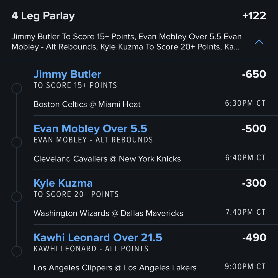 basquiat3x's tweet photo. @CallingOurShot Love this. Let’s ride! It’s crazy to see the variance in odds when you go alt props vs the “to get props.” Got a lil juice out of it for 2 extra Kawhi points hopefully this doesn’t bite me in the ass. Odds we’re tanked once I put this in. https://t.co/Ewo7gTWol6