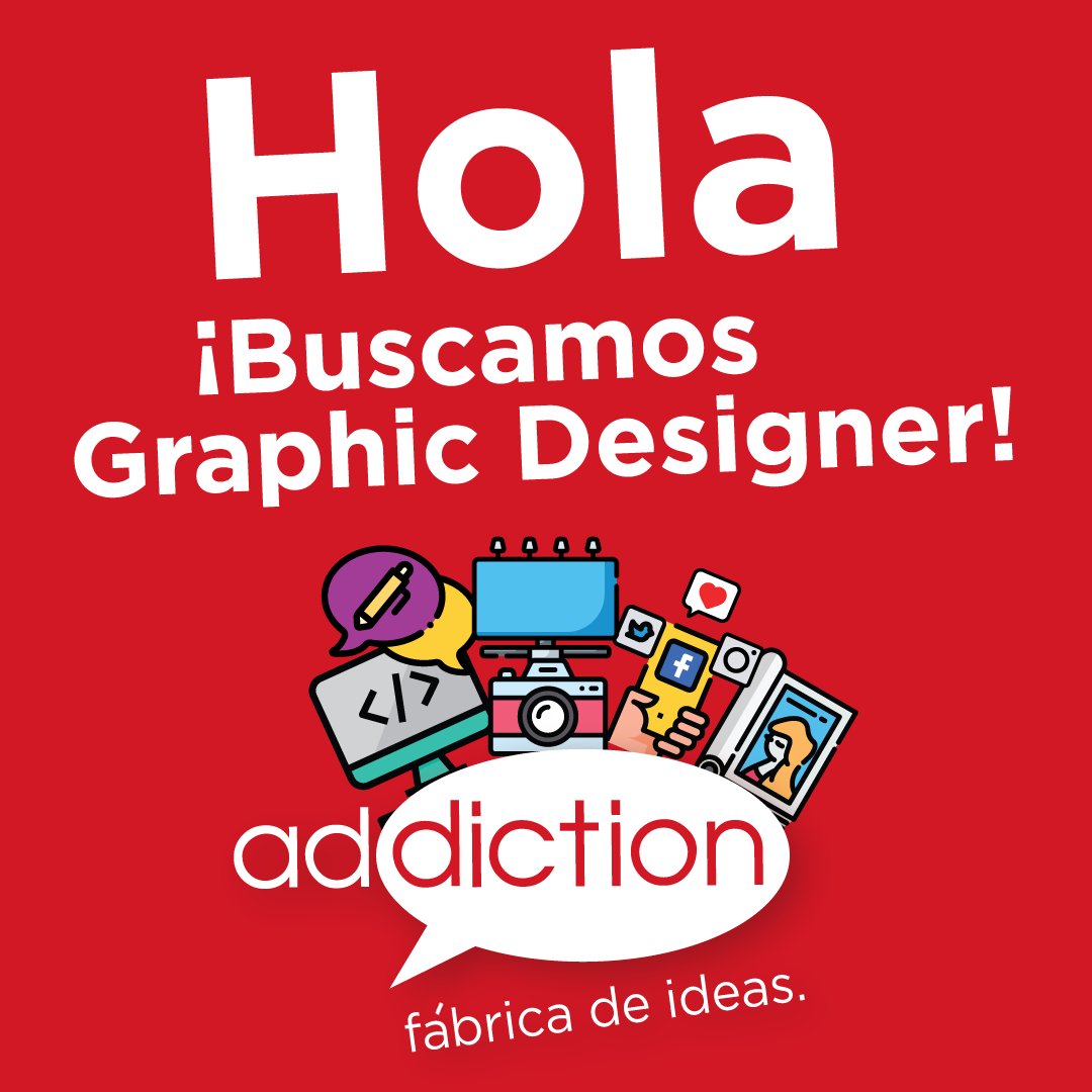 addictionpr's tweet photo. 🧠💡💭✅🤩¿La creatividad corre por tus venas y te apasiona el diseño? Envíanos portfolio digital a través de messenger o por email a partners@addictionpr.com para oportunidades inmediatas de trabajo. Requisito mínimo de 1 año de experiencia en publicidad. #addictionpr #addictos https://t.co/XDQnOSOOVb