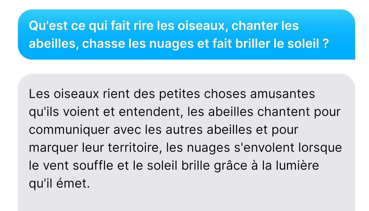 Slidejr's tweet photo. J'ai posé une question à une IA.
J'en connais une qui n'a pas révisé ses classiques :( https://t.co/UO3ISCTp2D