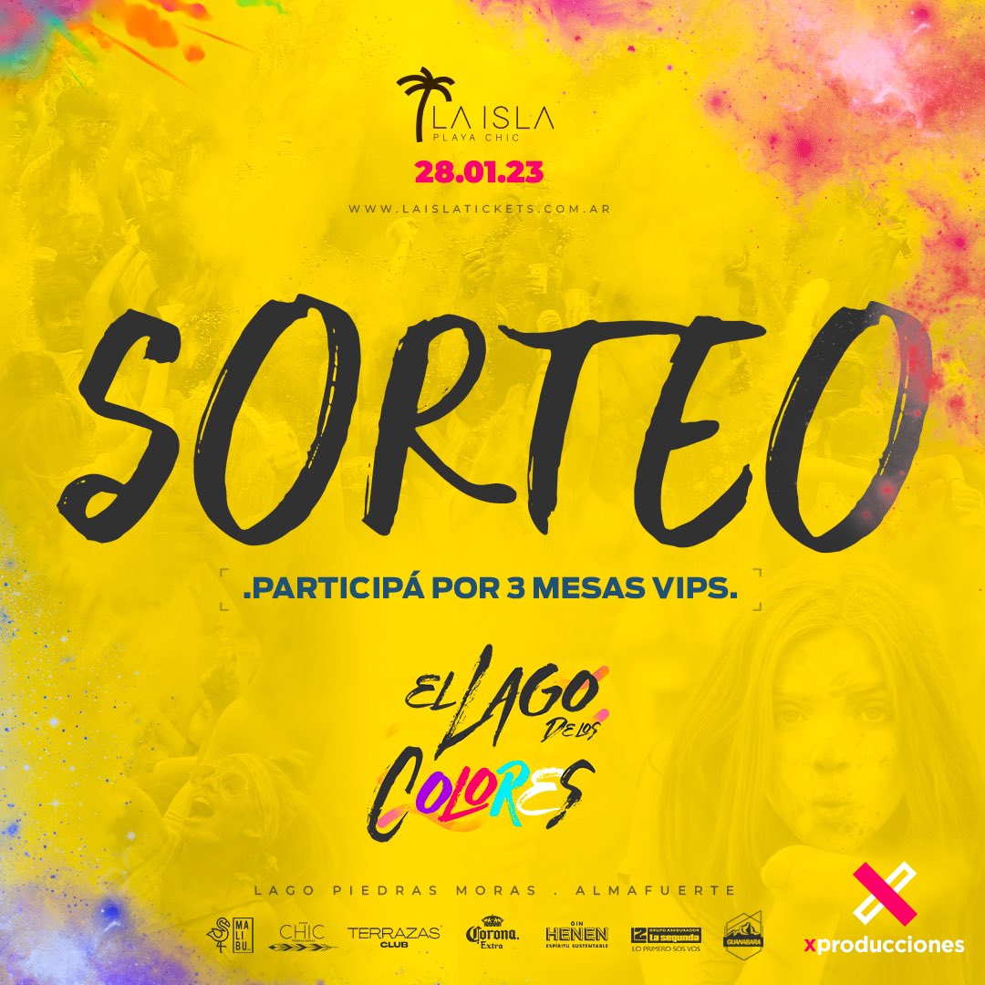 SORTEO | #ElLagoDeLosColores 

Retuiteá, favea y ya estas participando por 3 mesas VIPs para este sábado 🤩

Sorteamos vía Instagram el jueves a las 12:00hs.

Este sábado se viene una noche llena de colores en <a href="/LaIsla_ARG/">LA ISLA ARGENTINA</a> ✨

Tickets en laislatickets.com.ar