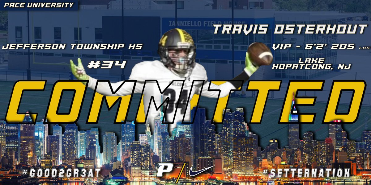 TravisOsterhout (@travisosterhou4) on Twitter photo Proud to announce my commitment to Pace University where I will be continuing my academic and athletic career! Thank you to all coaches who have helped me along the way. <a href="/JTwpFootball/">Jefferson Football</a> <a href="/CoachCGD/">Conor Gilmartin-Donohue</a> Proud to announce my commitment to Pace University where I will be continuing my academic and athletic career! Thank you to all coaches who have helped me along the way. <a href="/JTwpFootball/">Jefferson Football</a> <a href="/CoachCGD/">Conor Gilmartin-Donohue</a>