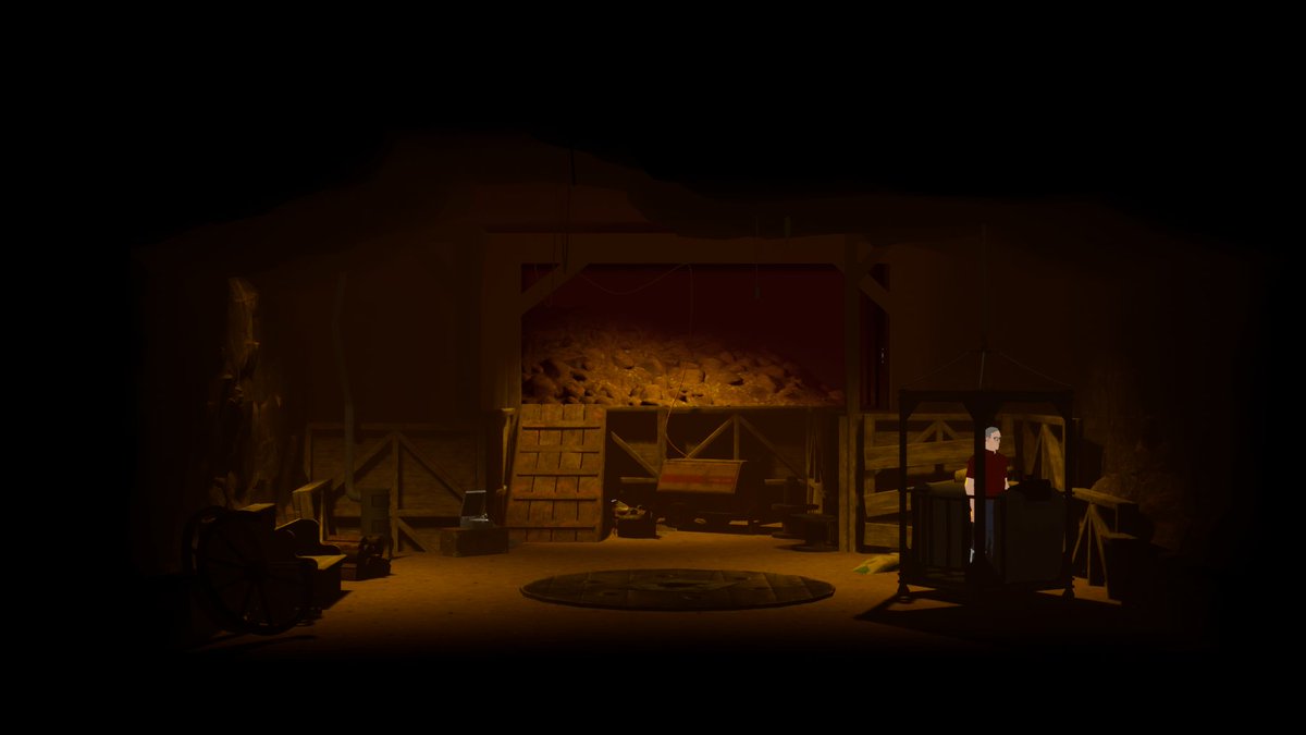 I guess I should start posting again! 

Beneath the homestead Patrick mines for lithic ore in secret. You never know what seismic sensors might be listening for illegal mining operations.... #gamedev #digitalart #gaming #indie #Steam