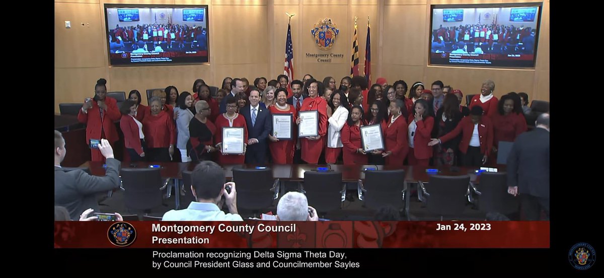 DSTPVAC's tweet image. Members of the @MCACDST and PVAC received a proclamation from the Montgomery County MD Council (MCC) recognizing Delta Sigma Theta Day in the county. 
Check it out here:
January 24, 2023 - Council Session (am): youtu.be/Lg9G3ryTXCk 
#pvacmddeltas #outofmanyonepvac  #DST110