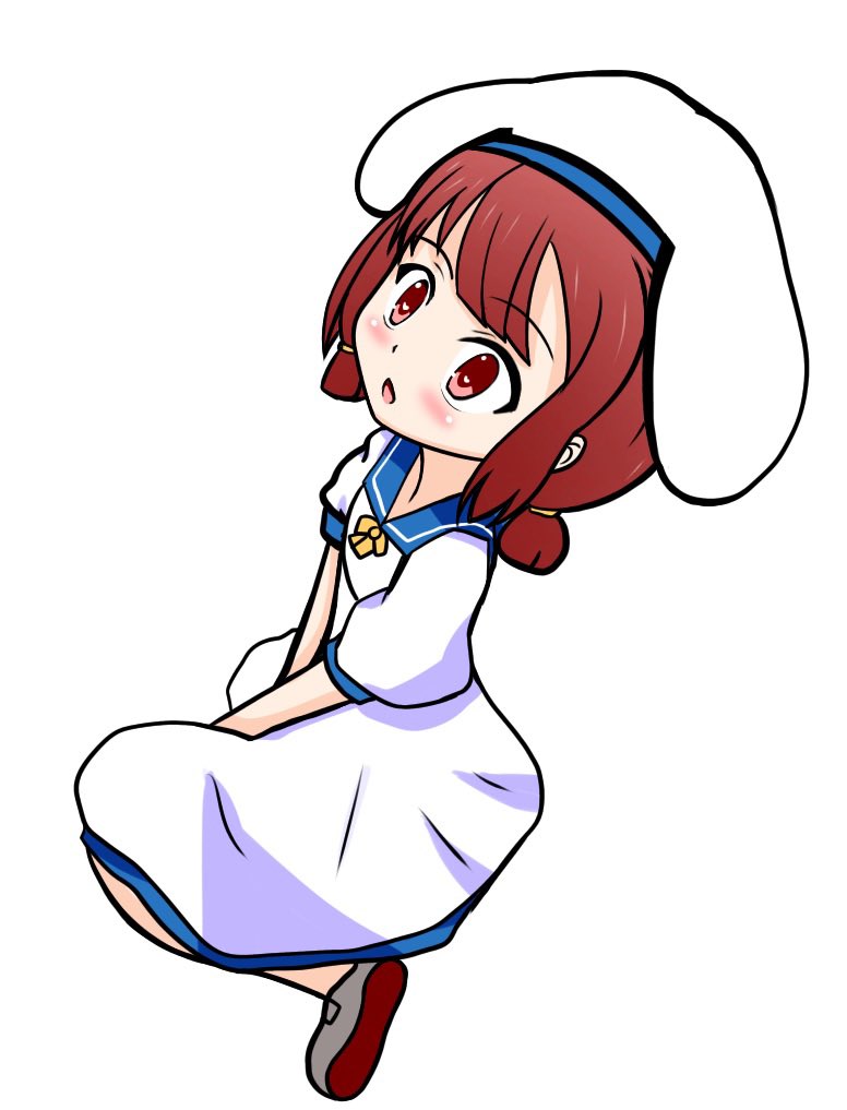 1girl blue sailor collar brown eyes brown hair dress hat low twintails  illustration images