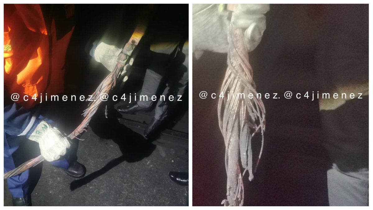 guruchuirer's tweet photo. Trozaron cables de este calibre para generar un corto circuito en Barranca del Muerto, no se puede llamar a esto de otra manera más que SABOTAJE

¿Estás de acuerdo? 
A= Sí
B= No https://t.co/QgYmUS8noN