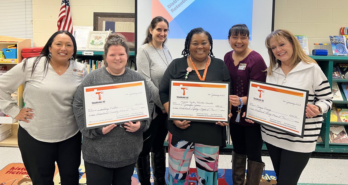 Today 5 of our amazing Nash teachers were awarded grants from the Texarkana ISD Education Foundation! Please help us in congratulating Mrs. Lindsey Fuller, Mrs. Sonya Freeze, and the pre-k team, Mrs. Angela Taylor, Mrs. Martha Rosales, and Mrs. Jennifer Jones!